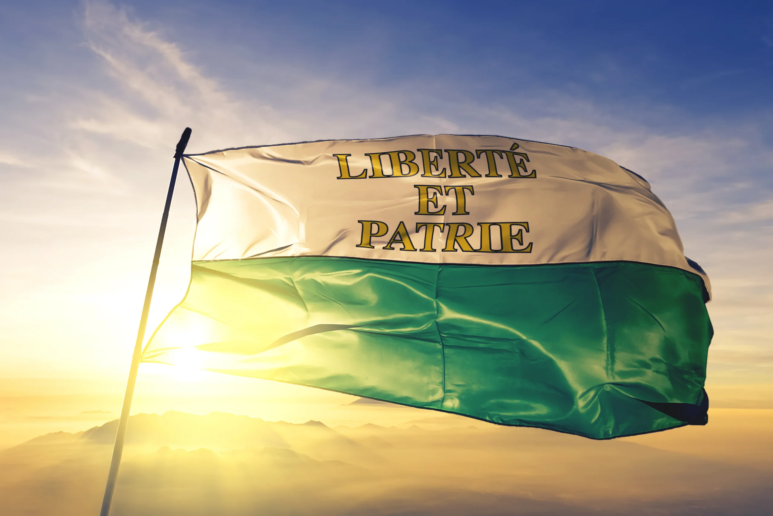 Bandiera del Canton Vaud con il motto «Liberté et Patrie».